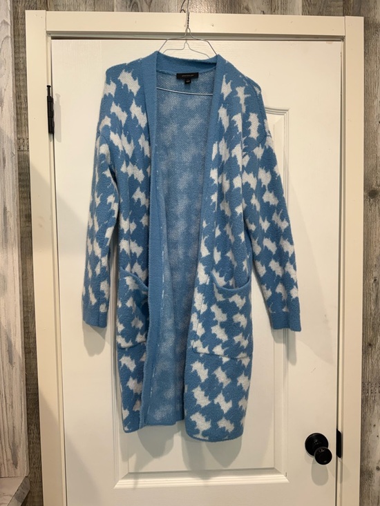 Ann Taylor Jackets & Blazers - Ann Taylor Blue and White Houndstooth Open-Front Cardigan